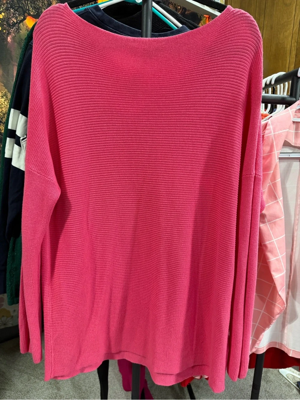 Tommy Bahama Women’s Pink Oversized Boat Neck Knit Sweater XL/TG